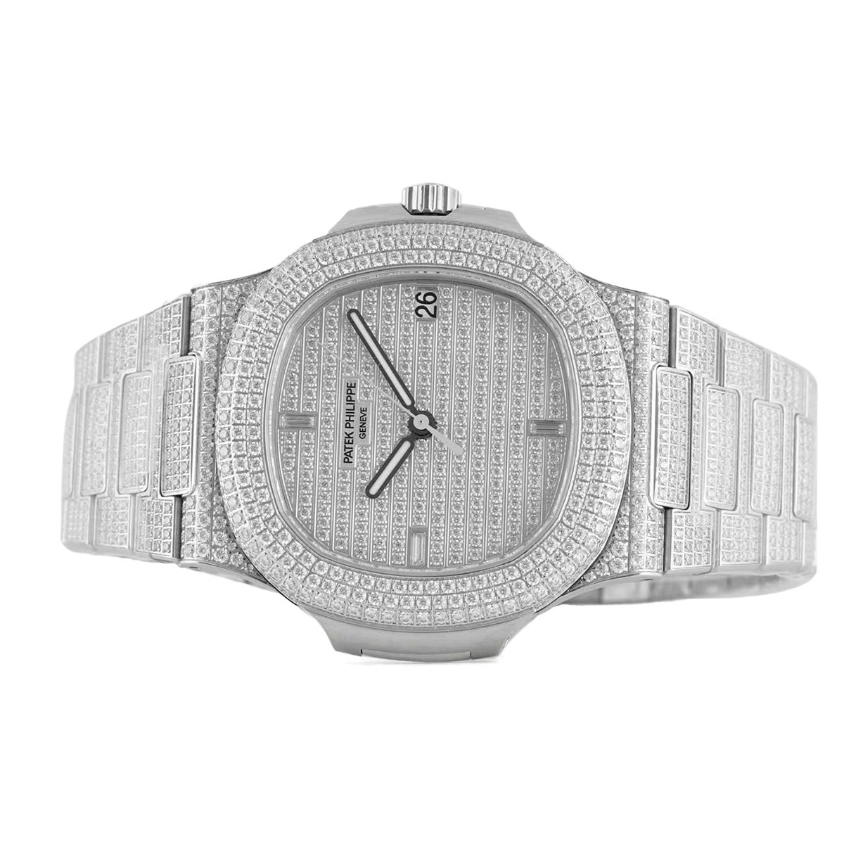 Nautilus Jumbo 5711 D1am0nd Dial in White Gold with Paved D1am0nds