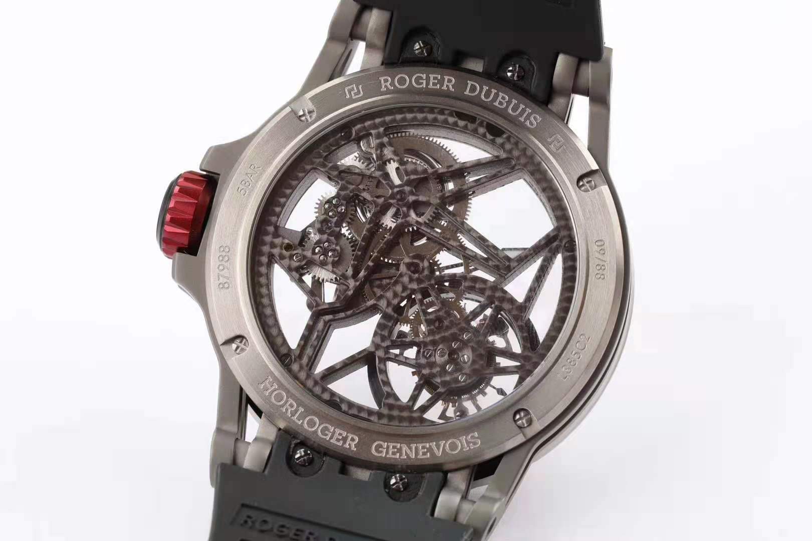 Excalibur Spider Skeleton Flying Tourbillon with Black Rubber Strap