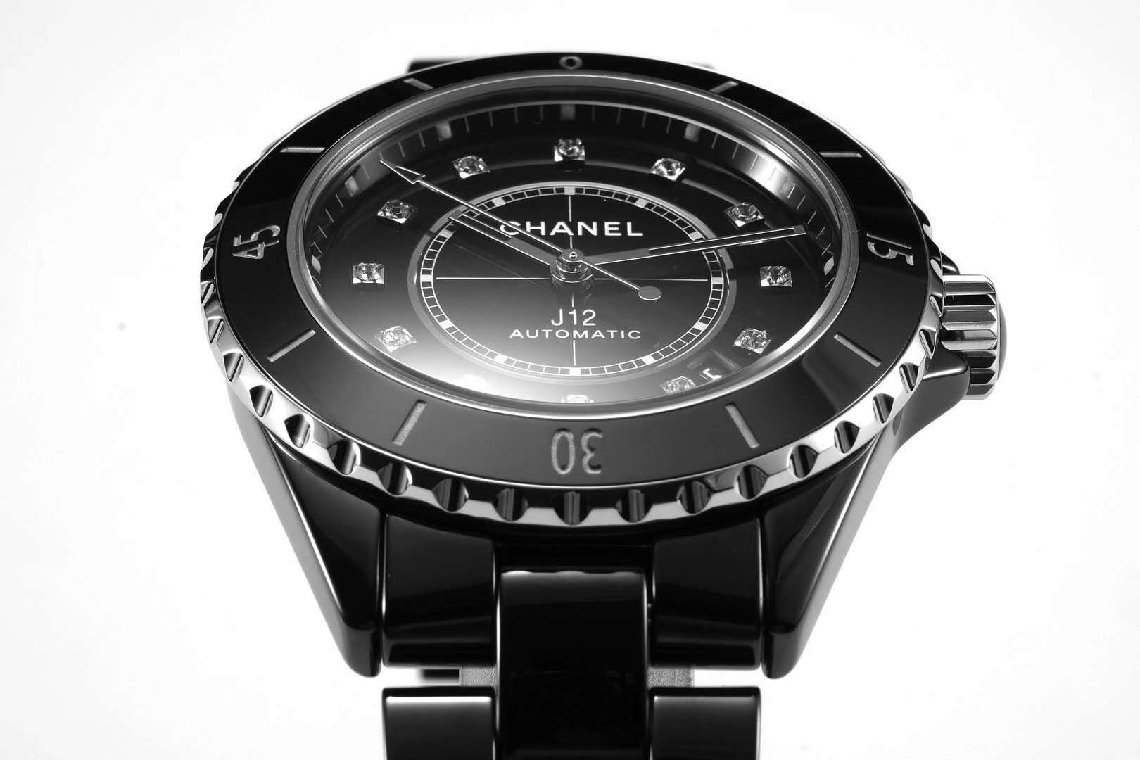 J12 Black Ceramic and Steel with D1am0nd Markers Ref: H5697