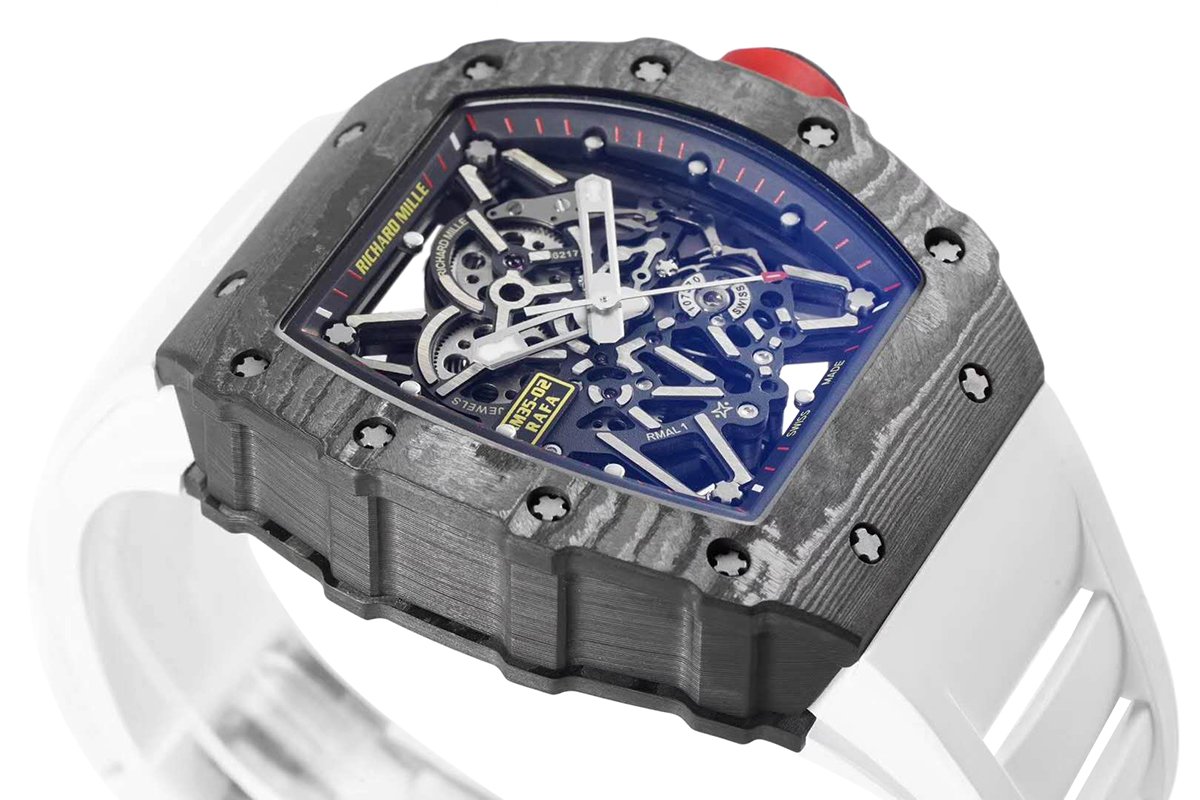 RM 035-02 Rafael Nadal NTPT Carbon on White Rubber Strap
