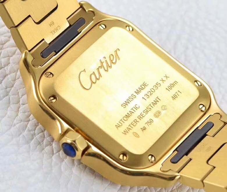 Santos de Ca*t1er White Dial with D1am0nd Bezel in Yellow Gold