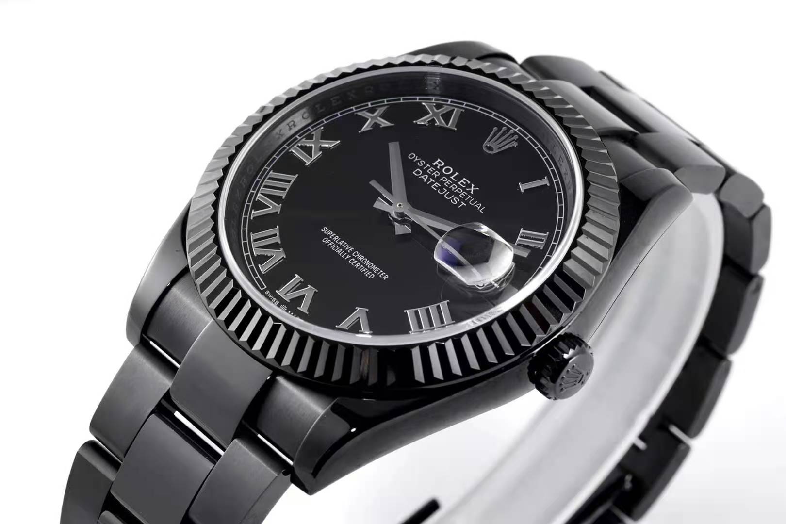 Datejust 41 Black Dial with Roman Markers in PVD Black