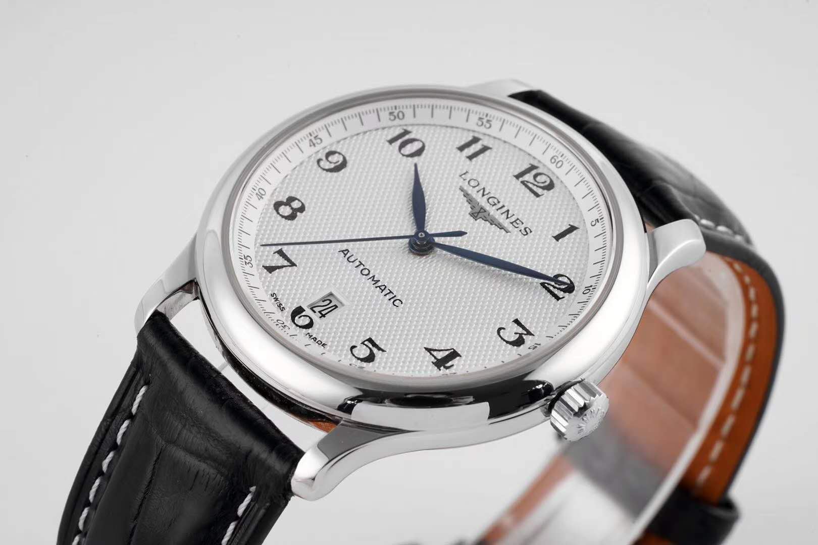 Master Collection White Dial on Black Leather Strap